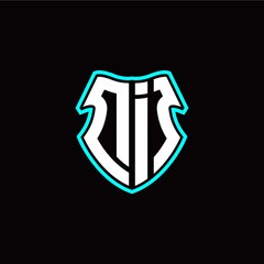 DI initial logo design with a shield shape