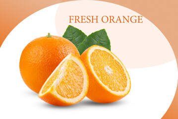 orange fruit isolated on pattern colour