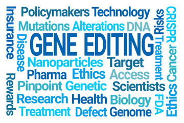 Gene Editing Word Cloud on White Background