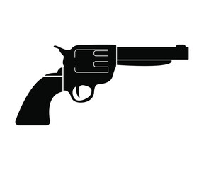Black revolver on a white background, vector