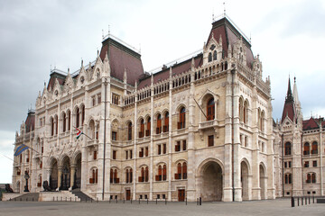Fototapeta na wymiar Famous building of Hungarian Parliament in Budapest.