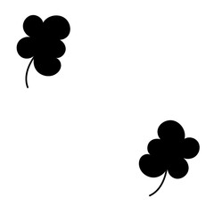 Two black leaves on white background.