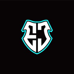 Obraz premium E J initial logo design with a shield shape