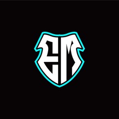 EM initial logo design with a shield shape