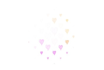 Light Pink, Red vector background with Shining hearts.