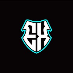 Fototapeta premium EX initial logo design with a shield shape