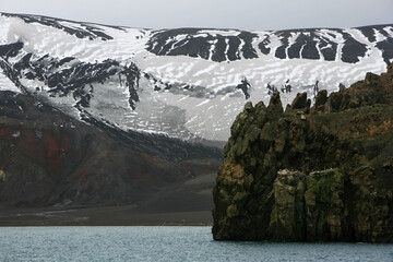 View of the entry to the bay of Deception Island (South Shetland Islands, Antarctica), called Port Foster after the commander of the HMS Chanticleer, who made magnetic measurements here in 1829.