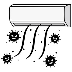 エアコンとコロナウイルス　モノクロ