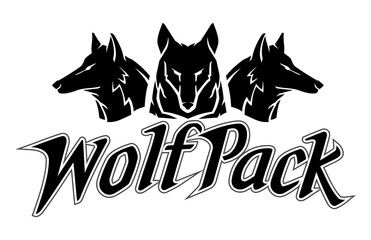 Wolfpack Design Silhouette Emblem Symbol
