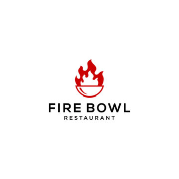 Creative Simple modern fire on bowl sign logo design template