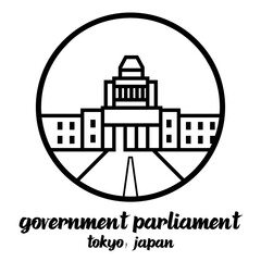 Circle icon line Government parliament of Japan. vector illustration