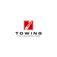 Creative simple modern crane towing  sign logo design template