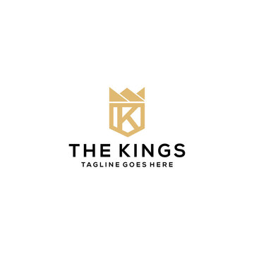 Creative Illustration modern K with crown sign geometric logo design template