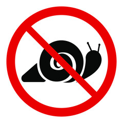 Red snail prohibition sign on a white background, vector