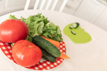 fresh vegetables on the white background.