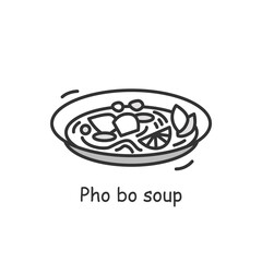 Chinese style soup icon. Hot and sour pork broth stew plate linear pictogram. Concept of rich Asian flavor in European restaurant cuisine and home cooking recipe. Editable stroke vector illustration