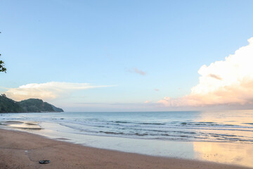 Landscape summer beach background, with sunny sky at the sea in Thailand.