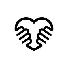 Heart in hands icon. Love concent. Vector on isolated white background. EPS 10