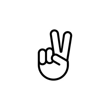 Victory sign. Two fingers up. Vector on isolated white background. EPS 10