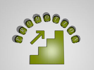 3D illustration of promotion graphics and text around the icon made by metallic dice letters for the related meanings of the concept and presentations. banner and background