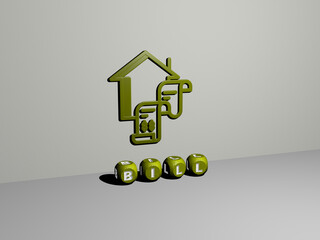 3D illustration of bill graphics and text made by metallic dice letters for the related meanings of the concept and presentations. business and background