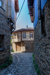 Fototapeta na wymiar Historical mud-brick houses dating back to the Ottoman era in the 700-year-old Cumalı Kızık village.