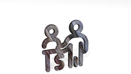 reception pay casting shadow from a perspective. A thick sculpture made of metallic materials of 3D rendering. illustration and hotel