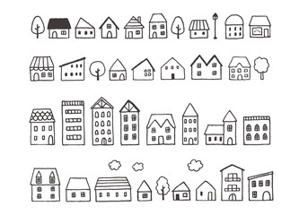 手描きの家・街並みイラスト