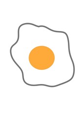 Single hand drawn fried egg. Element for greeting cards, posters, stickers and menu design. Isolated on white background