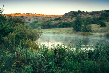 Aktovsky canyon, Ukraine, a valley with rocks and a river