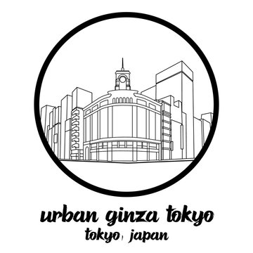Circle icon Urban Ginza in tokyo Japan icon. vector illustration