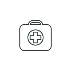 Obraz premium ambulance suitcase icon, line. First aid kit, medical case bag, medicine box with cross emergency symbol for Paramedic in rescue diagnostic Vector illustration. Design on white background. EPS 10