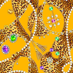 Chains Seamless Pattern. Gold Chains. Jewelry Pattern.