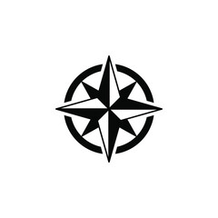 Compass wind rose vector icon solid with North, South, East and West indicated. nautical Direction and navigation for geography exploration. Vector illustration. Design on white background. EPS 10 © Suncheli