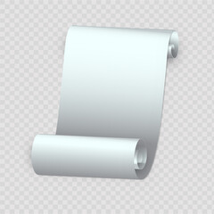 Scrolls, rolls of paper on a transparent background with space for text. Vector