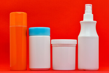 plastic jars and sprays from medicines and chemicals