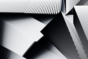 Fototapeta premium Abstract halftone lines background, black and white geometric dynamic pattern, vector modern design texture.