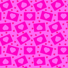 Red hearts on a pink background, seamless pattern, vector
