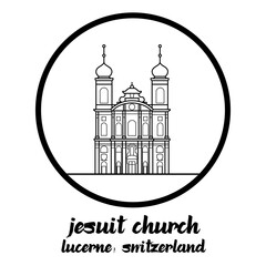 Circle icon line Jesuit Church. vector illustration