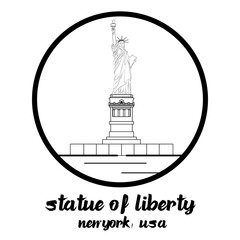 Circle icon line Statue of Liberty. vector illustration