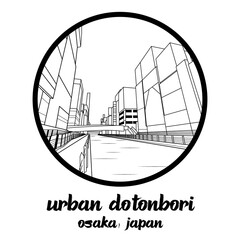 Circle icon line Urban Dotonbori. vector illustration
