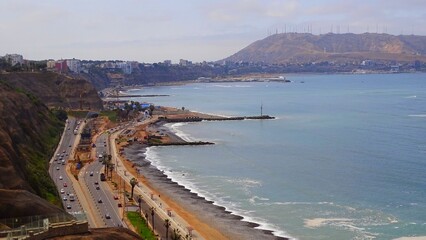 South America, Peru, city of Lima, the beach road