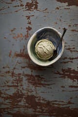Homemade Green tea ice cream.