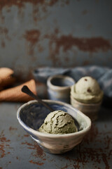 Obraz na płótnie Canvas Homemade Green tea ice cream.
