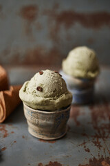 Homemade Green tea ice cream.