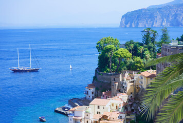 Top view at Sorrento harbor, Amalfi coast, Italy
