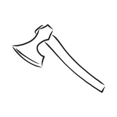 Hand Drawn Axe Sketch Symbol. Vector Hatchet Element In Trendy Style.