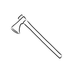 Hand Drawn Axe Sketch Symbol. Vector Hatchet Element In Trendy Style.