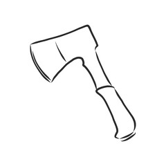 Hand Drawn Axe Sketch Symbol. Vector Hatchet Element In Trendy Style.