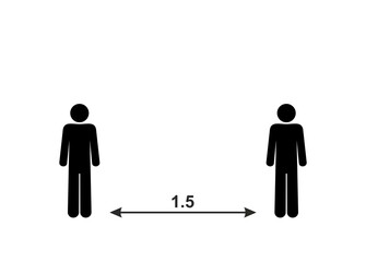 social distance, stick figure isolated symbols of people